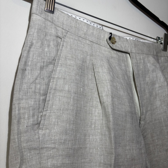 Slim Fit Tropical Beige Pure Linen Suit 40R Jacket 32/32 Pants | StudioSuits - Picture 12 of 16